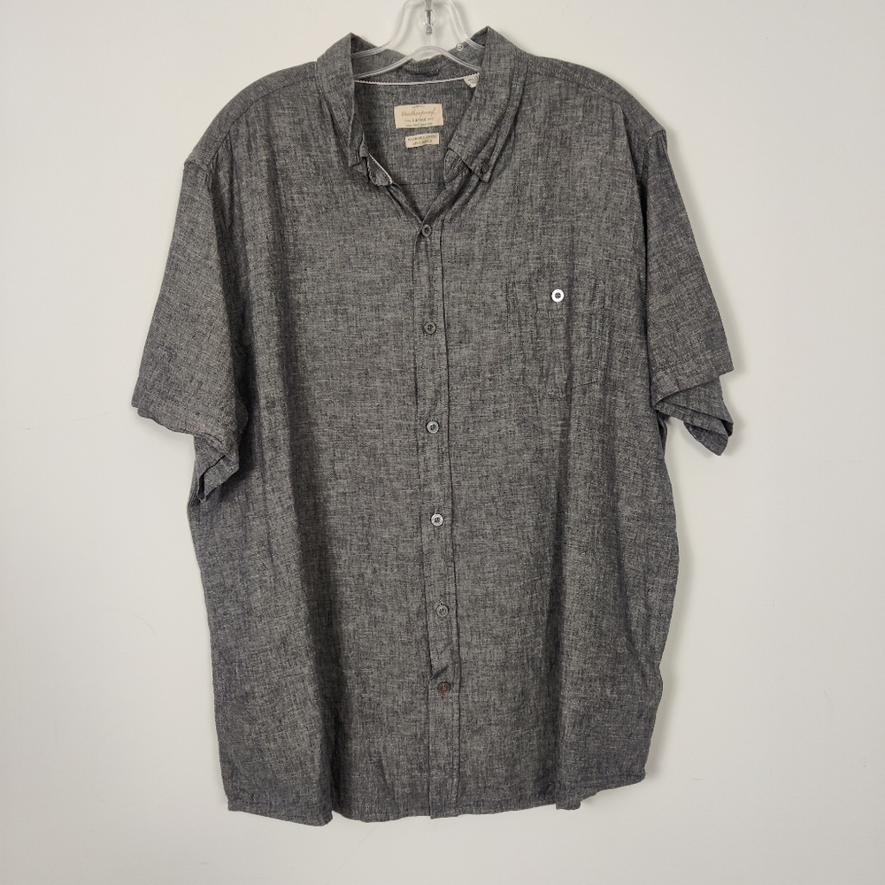 Weatherproof Vintage Men's Button Down Shirt in Blue Size XXL Linen Quiet Luxury